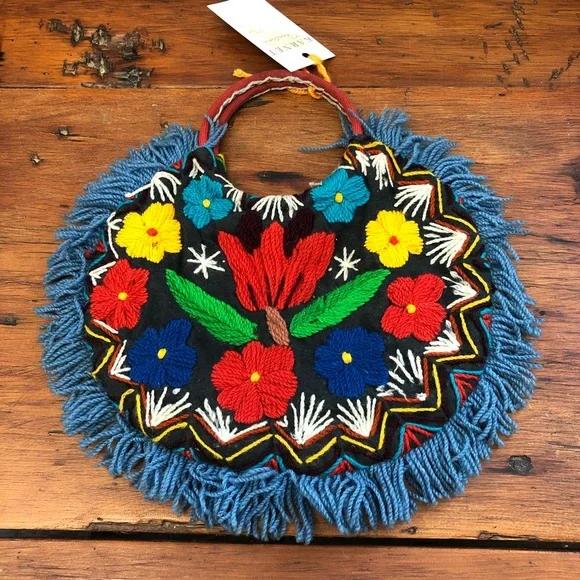 SOLD Vintage Rare 40s Crewel Embroidered Mini Purse Bag - Picture 3 of 5